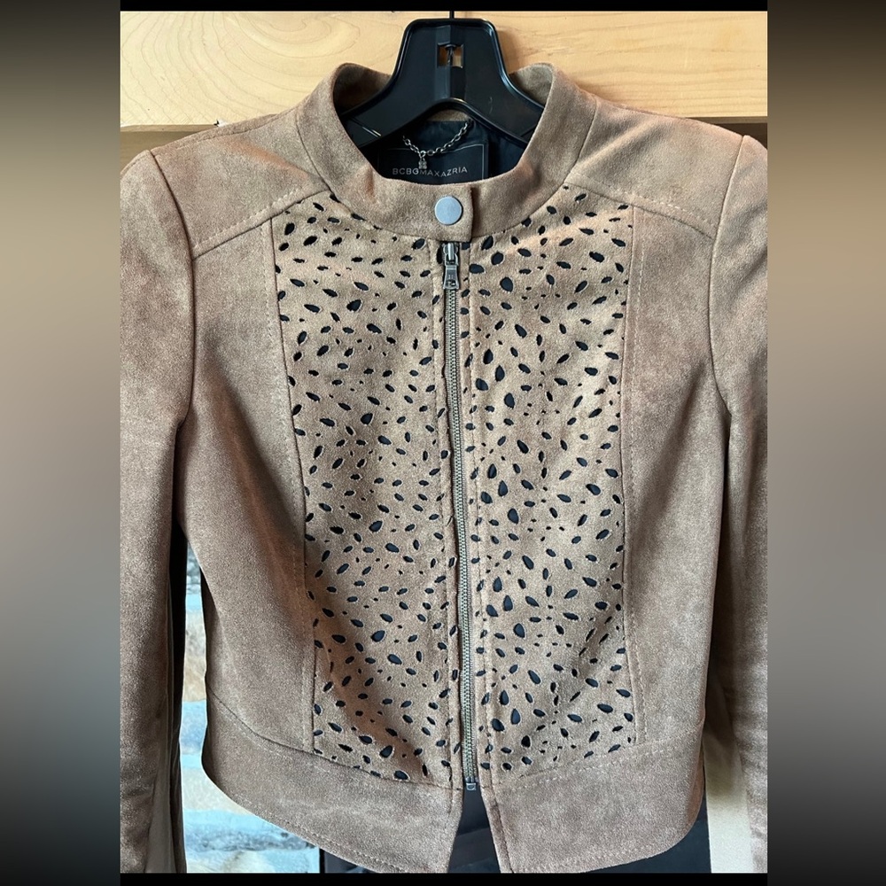 BCBGMaxAzria Women's Brown Cutout Bomber Jacket